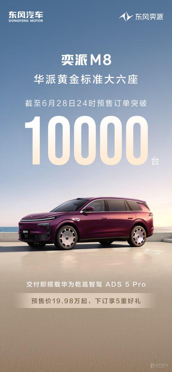 奕派M8预售订单突破10000台 预售价19.98万起