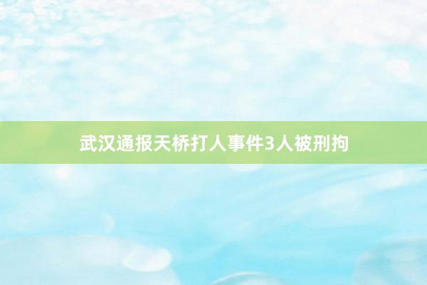 武汉通报天桥打人事件3人被刑拘