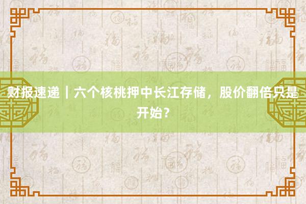 财报速递｜六个核桃押中长江存储，股价翻倍只是开始？